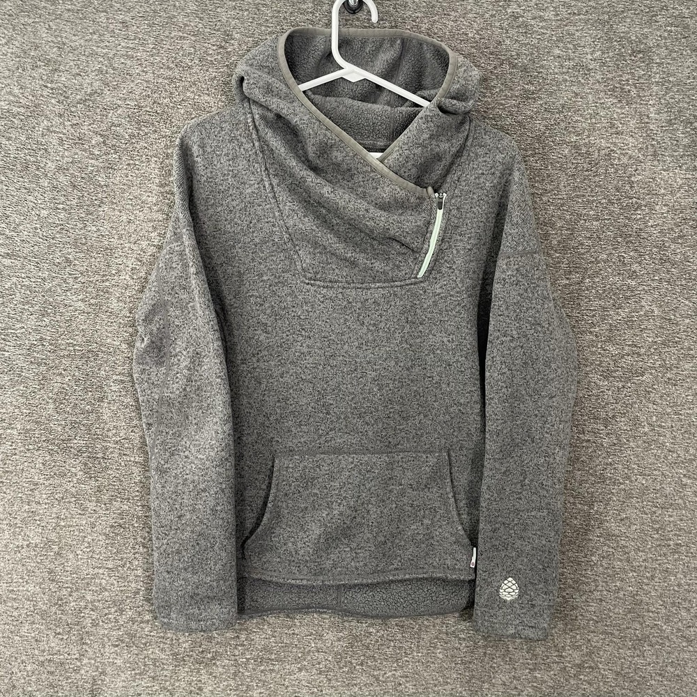 Stio Hoodie Womens Medium Gray Sweeetwater Fleece Cowl Neck Pullover Pocket